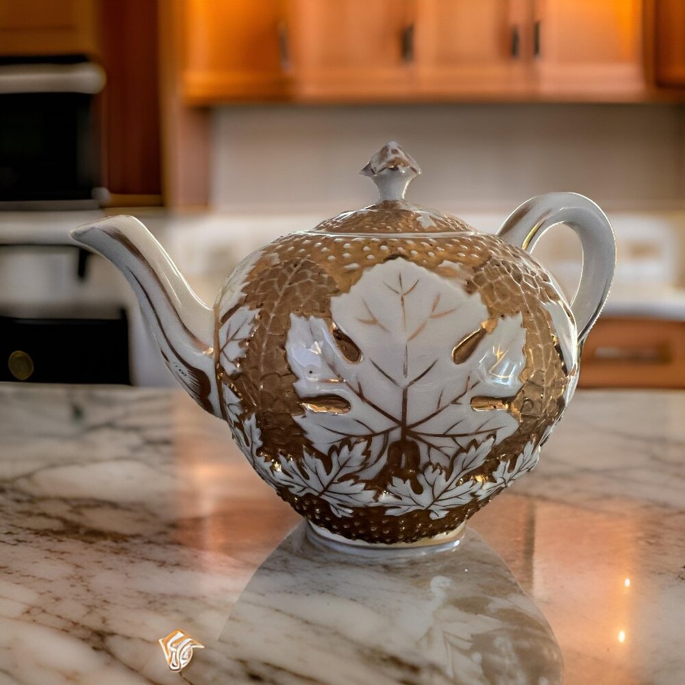 Vintage Gold Leaf Teapot